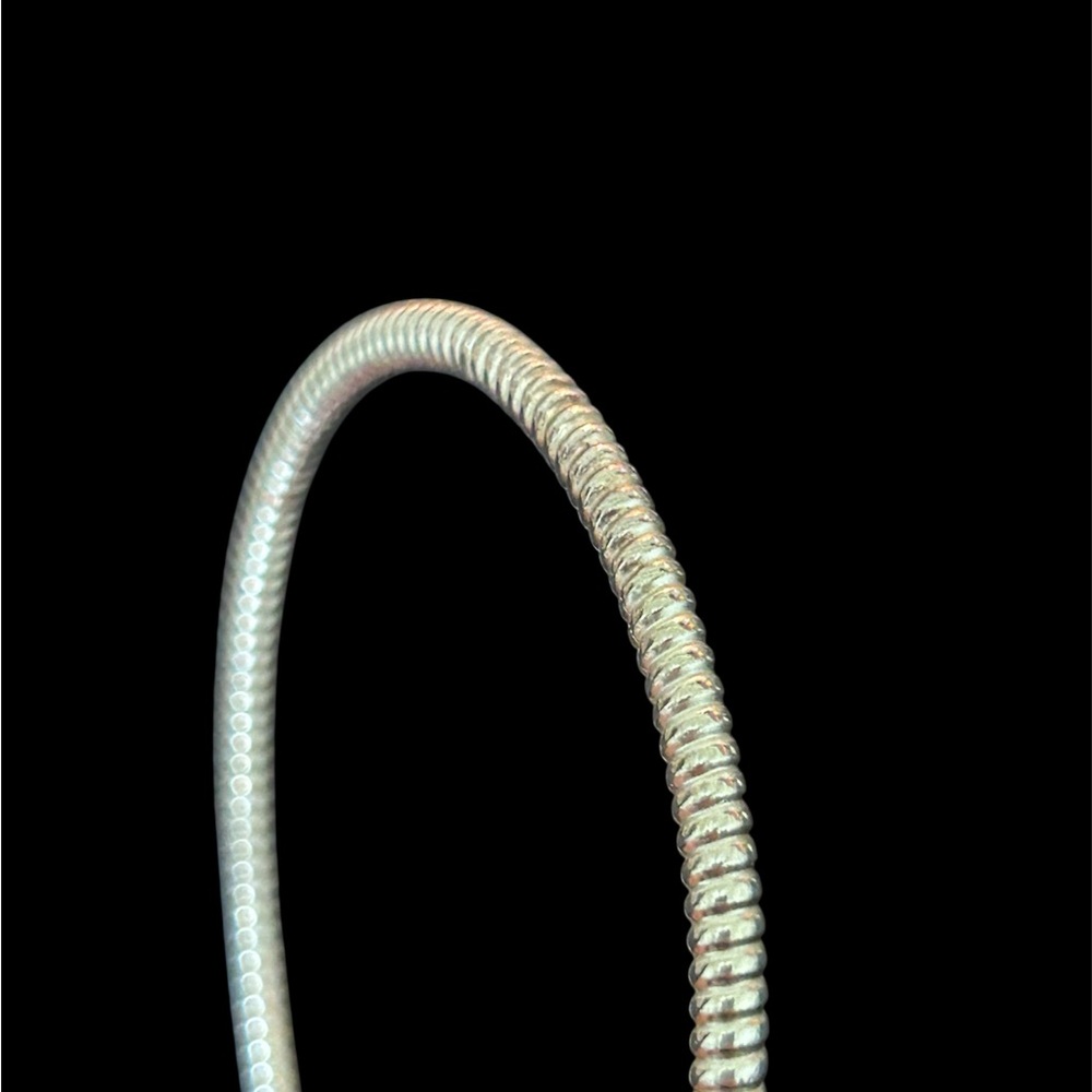 Vintage Sterling Silver 925 Thailand Ribbed Snake Gas Pipe Bangle Bracelet - Picture 5 of 6